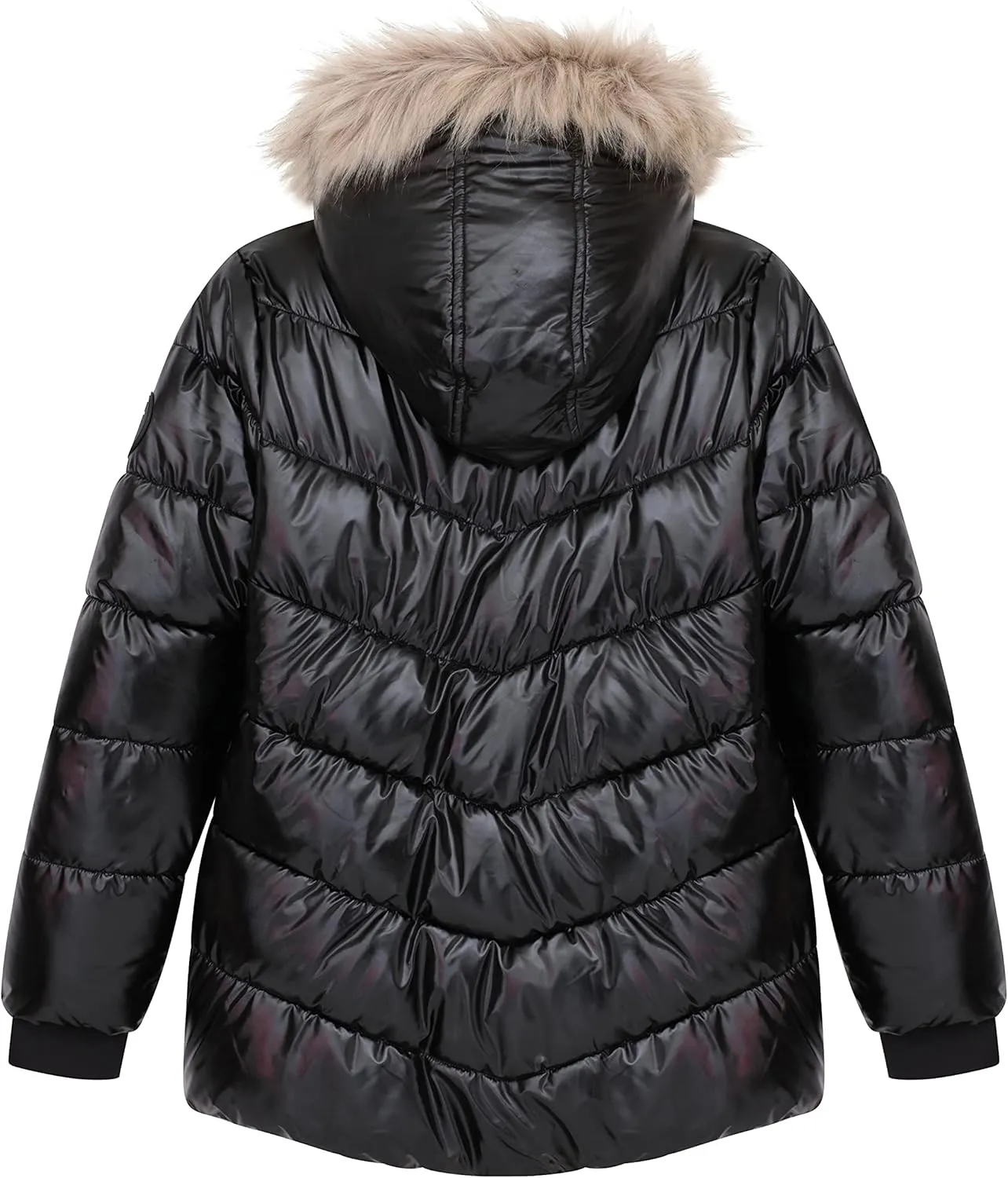 Juicy Couture Girls Coat, Faux Fur Hooded Winter Jacket, Warm Padded Parka Hoodie, Kids Heavyweight Winter Coat
