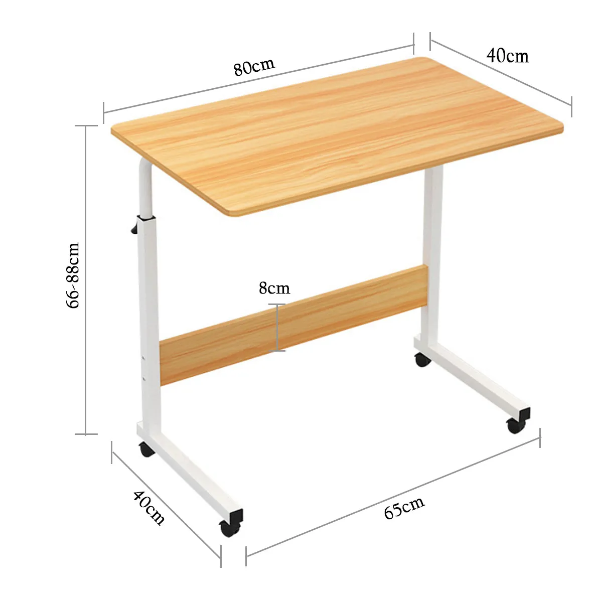 Kawachi Portable Height Adjustable Bedside Patient Tray Overbed Laptop Study Table KW10-Beige