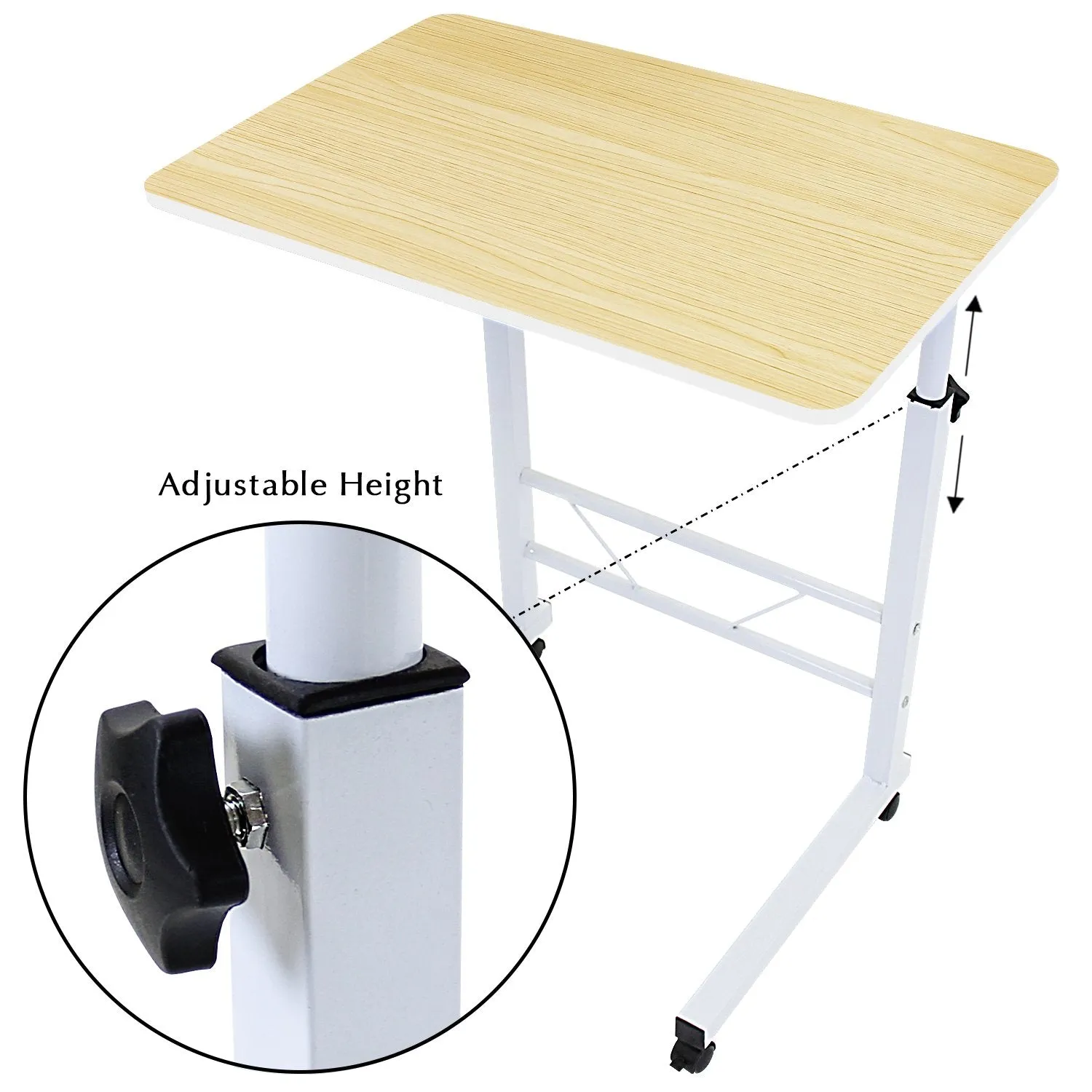 Kawachi Portable Height Adjustable Bedside Patient Tray Overbed Laptop Study Table KW10-Beige
