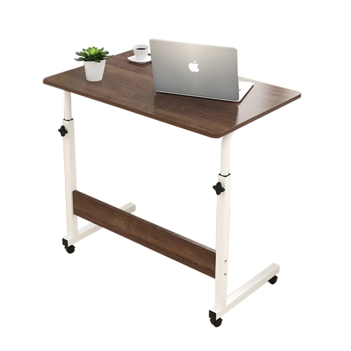 Kawachi Portable Height Adjustable Bedside Patient Tray Overbed Laptop Study Table KW10-Brown