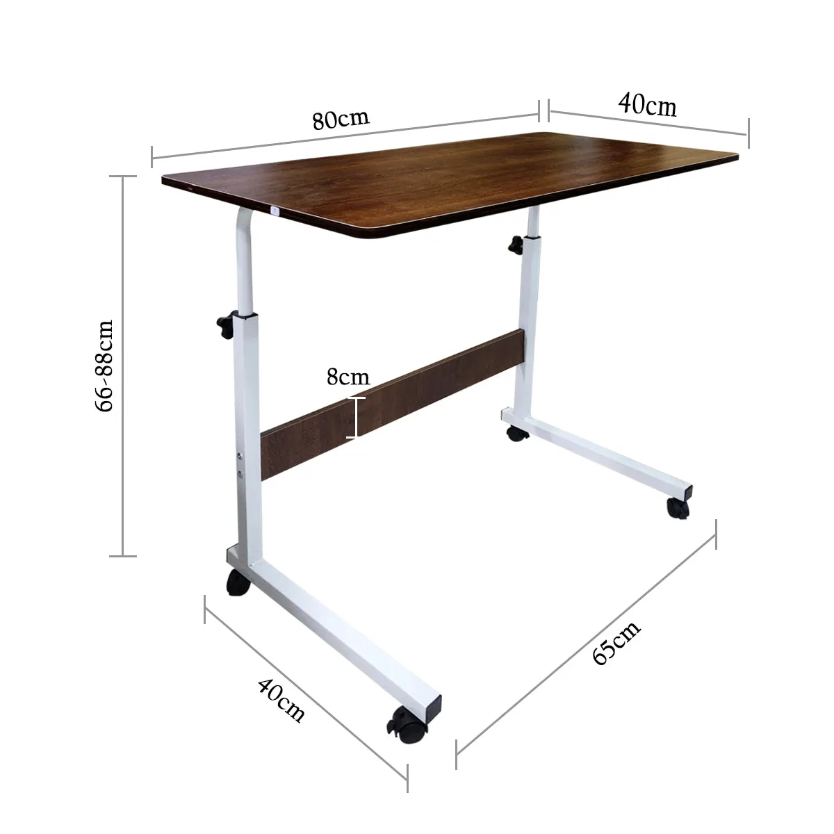 Kawachi Portable Height Adjustable Bedside Patient Tray Overbed Laptop Study Table KW10-Brown
