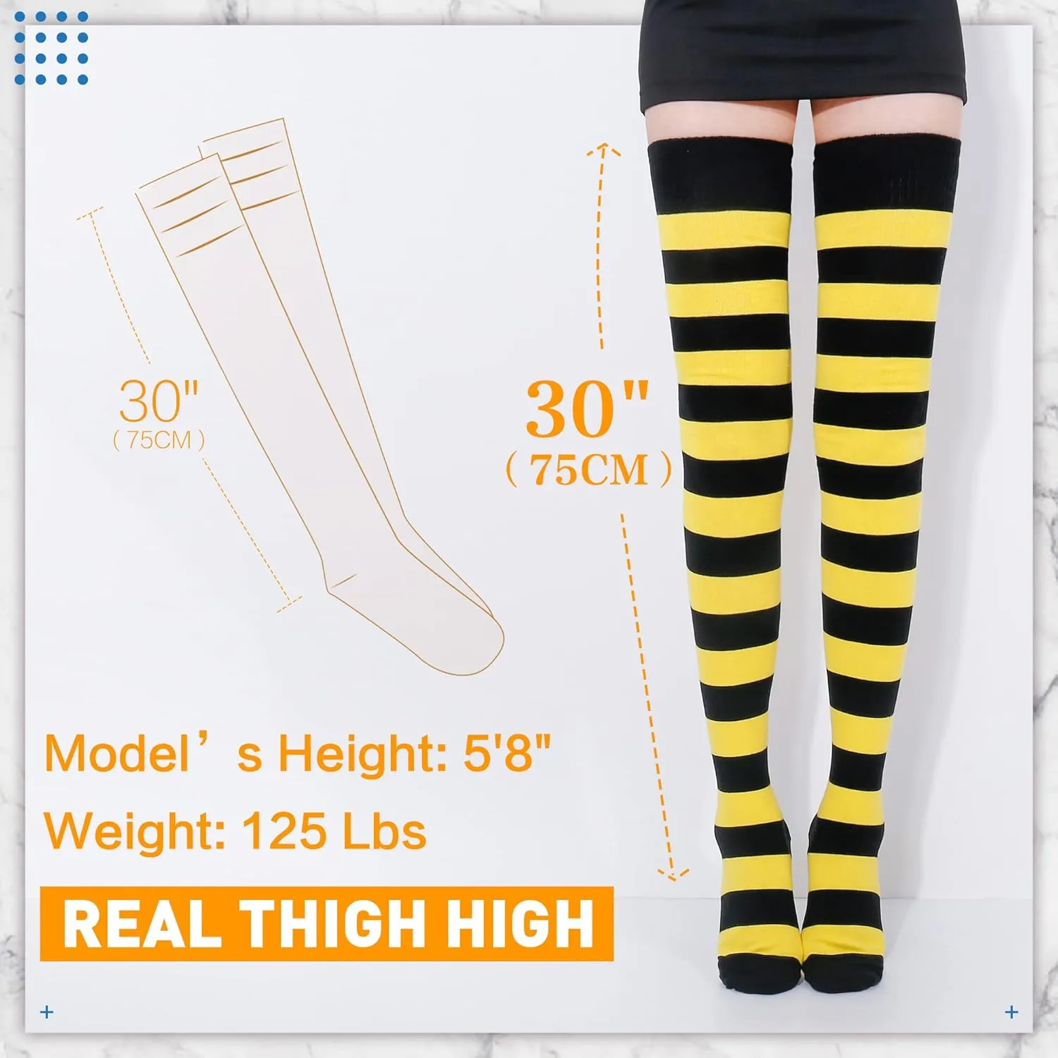 Kayhoma Extra Long Cotton Stripe Thigh High Socks Over the Knee High Socks