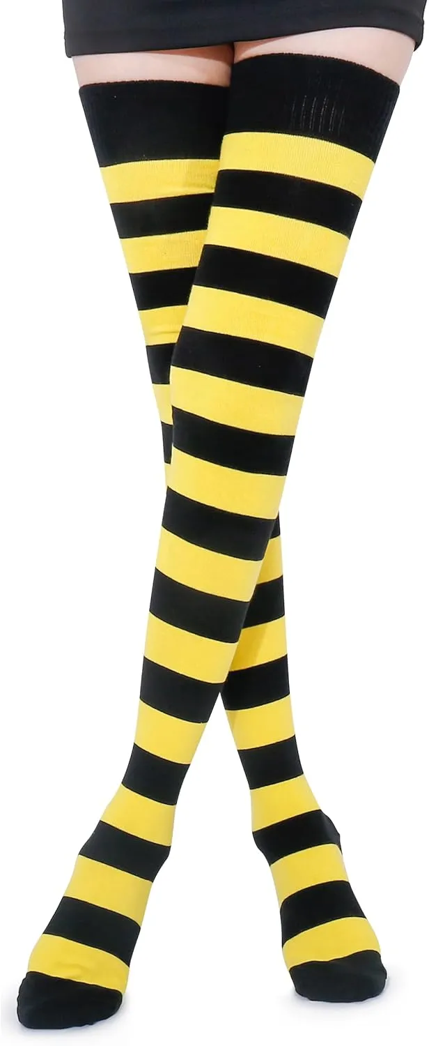 Kayhoma Extra Long Cotton Stripe Thigh High Socks Over the Knee High Socks