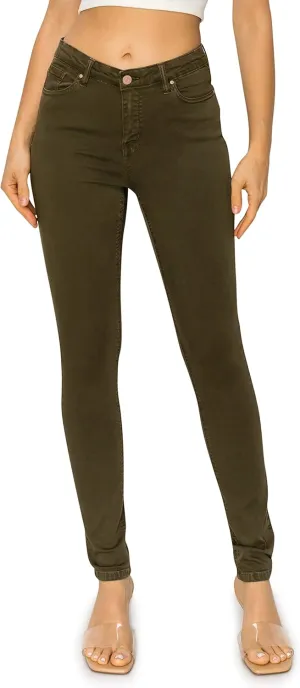 KHAKI & BLUE Cali1850 Womens The Everyday Garment-Dyed Skinny Jeans  Soft Stretchy High Rise Comfy Casual Pants