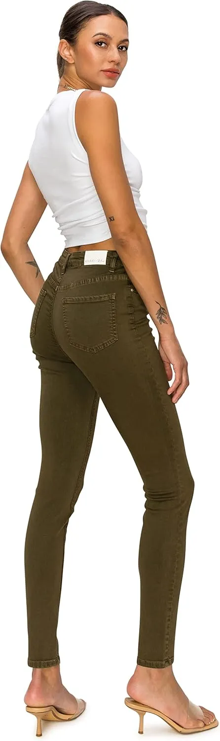 KHAKI & BLUE Cali1850 Womens The Everyday Garment-Dyed Skinny Jeans  Soft Stretchy High Rise Comfy Casual Pants