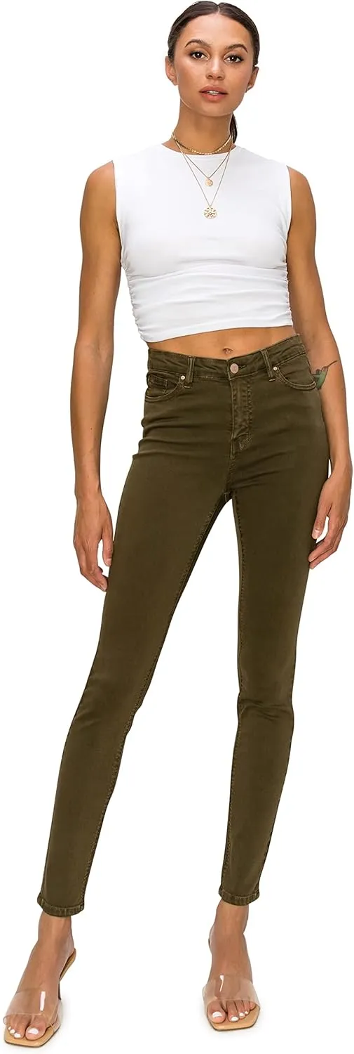 KHAKI & BLUE Cali1850 Womens The Everyday Garment-Dyed Skinny Jeans  Soft Stretchy High Rise Comfy Casual Pants