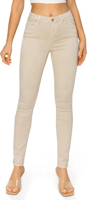 KHAKI & BLUE Cali1850 Womens The Everyday Garment-Dyed Skinny Jeans  Soft Stretchy High Rise Comfy Casual Pants