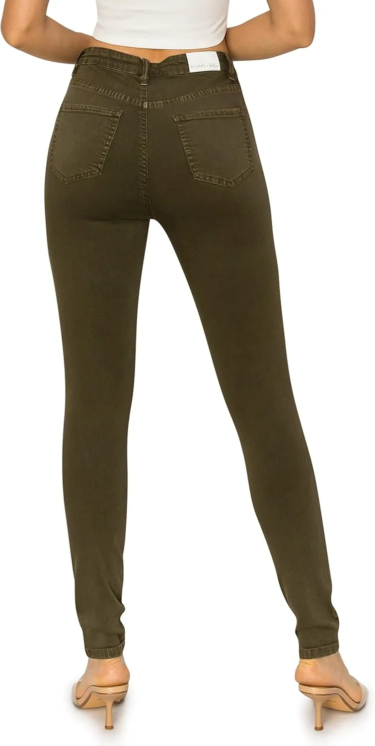 KHAKI & BLUE Cali1850 Womens The Everyday Garment-Dyed Skinny Jeans  Soft Stretchy High Rise Comfy Casual Pants