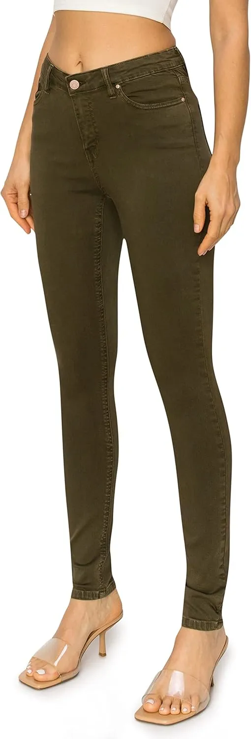 KHAKI & BLUE Cali1850 Womens The Everyday Garment-Dyed Skinny Jeans  Soft Stretchy High Rise Comfy Casual Pants