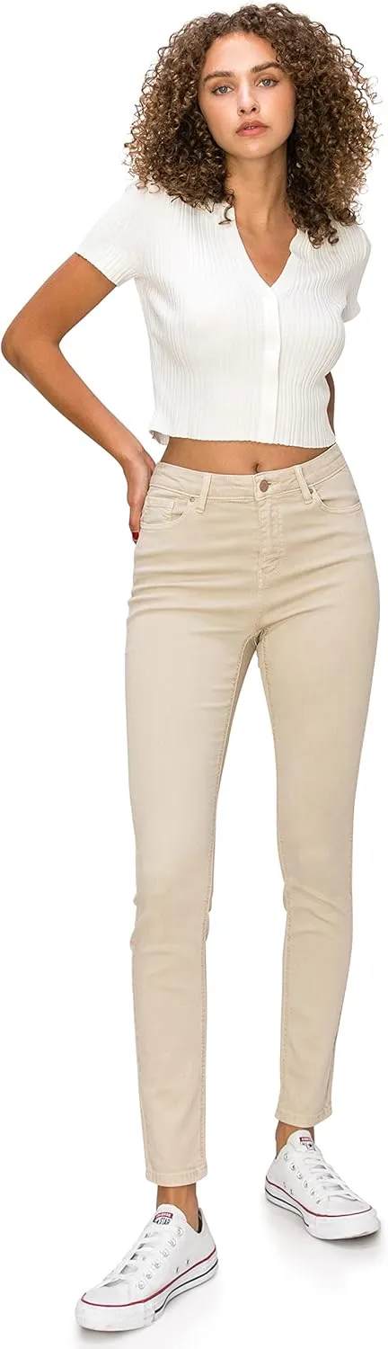 KHAKI & BLUE Cali1850 Womens The Everyday Garment-Dyed Skinny Jeans  Soft Stretchy High Rise Comfy Casual Pants
