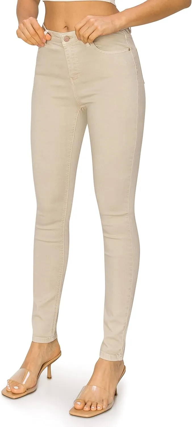 KHAKI & BLUE Cali1850 Womens The Everyday Garment-Dyed Skinny Jeans  Soft Stretchy High Rise Comfy Casual Pants