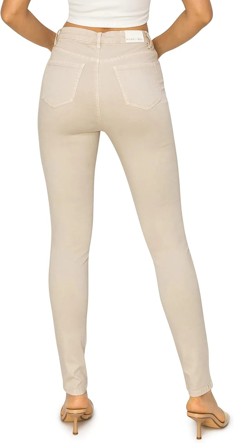 KHAKI & BLUE Cali1850 Womens The Everyday Garment-Dyed Skinny Jeans  Soft Stretchy High Rise Comfy Casual Pants