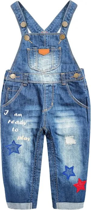 KIDSCOOL SPACE Baby Denim Overall,Toddler Little Soft Cute Jean Jumper