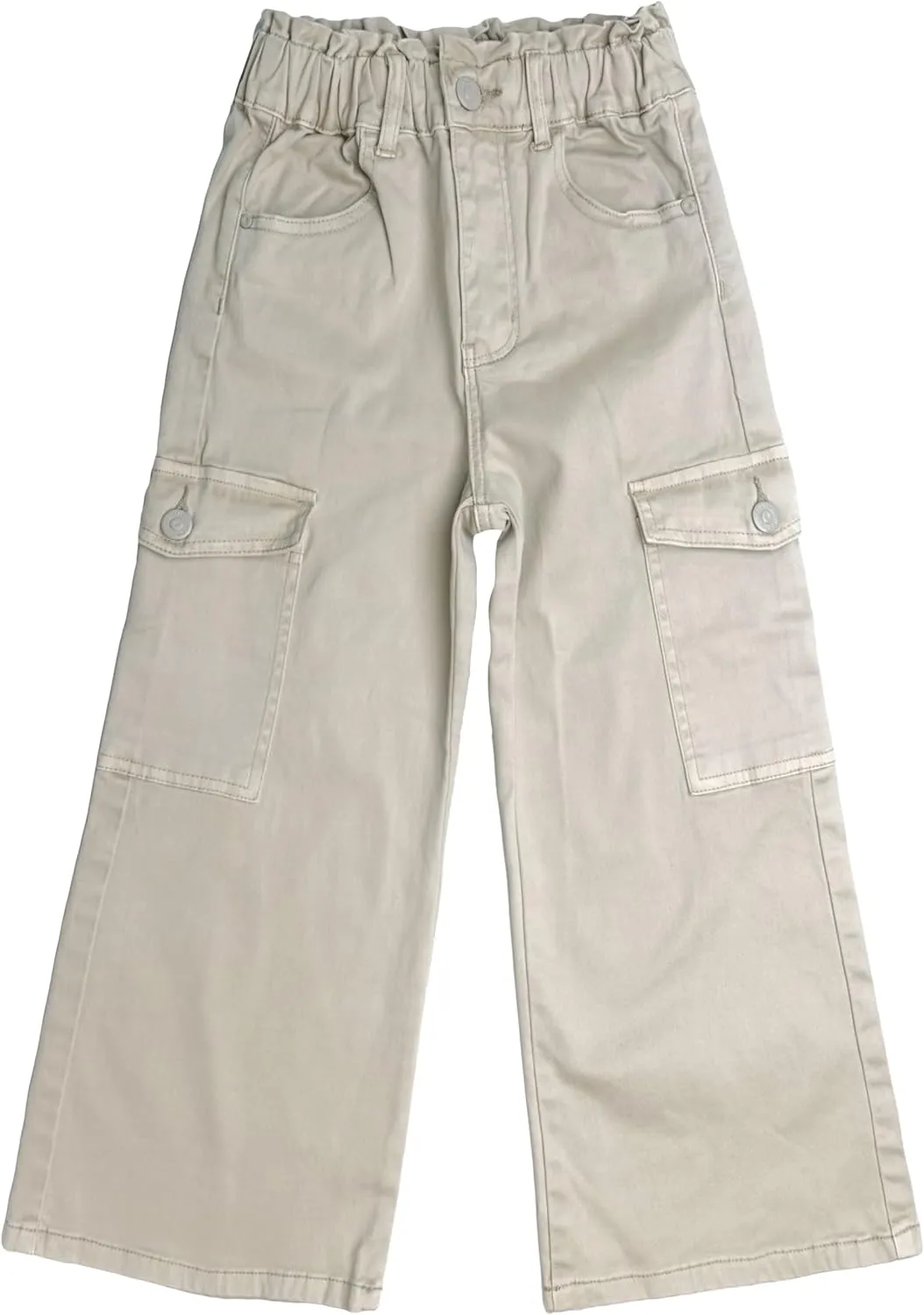 KIDSCOOL SPACE Toddler & Big Child Wide-Leg Cargo Jeans, 18M-14T Ribbed Waist Denim Pants