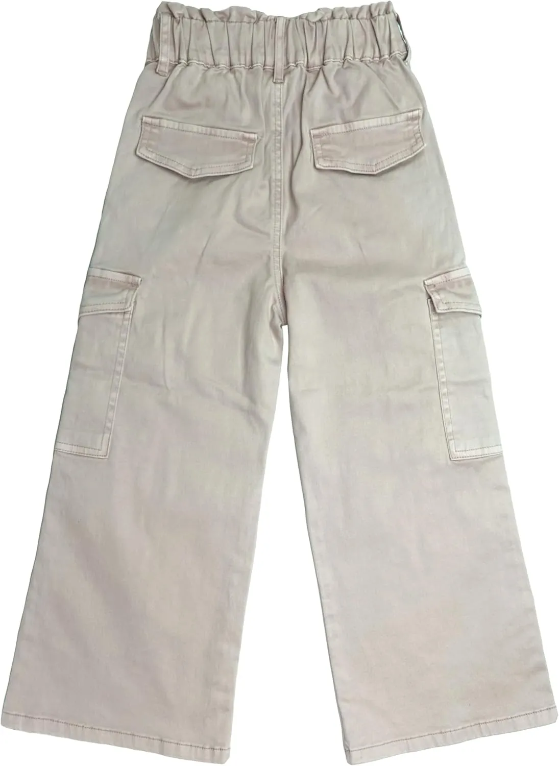 KIDSCOOL SPACE Toddler & Big Child Wide-Leg Cargo Jeans, 18M-14T Ribbed Waist Denim Pants