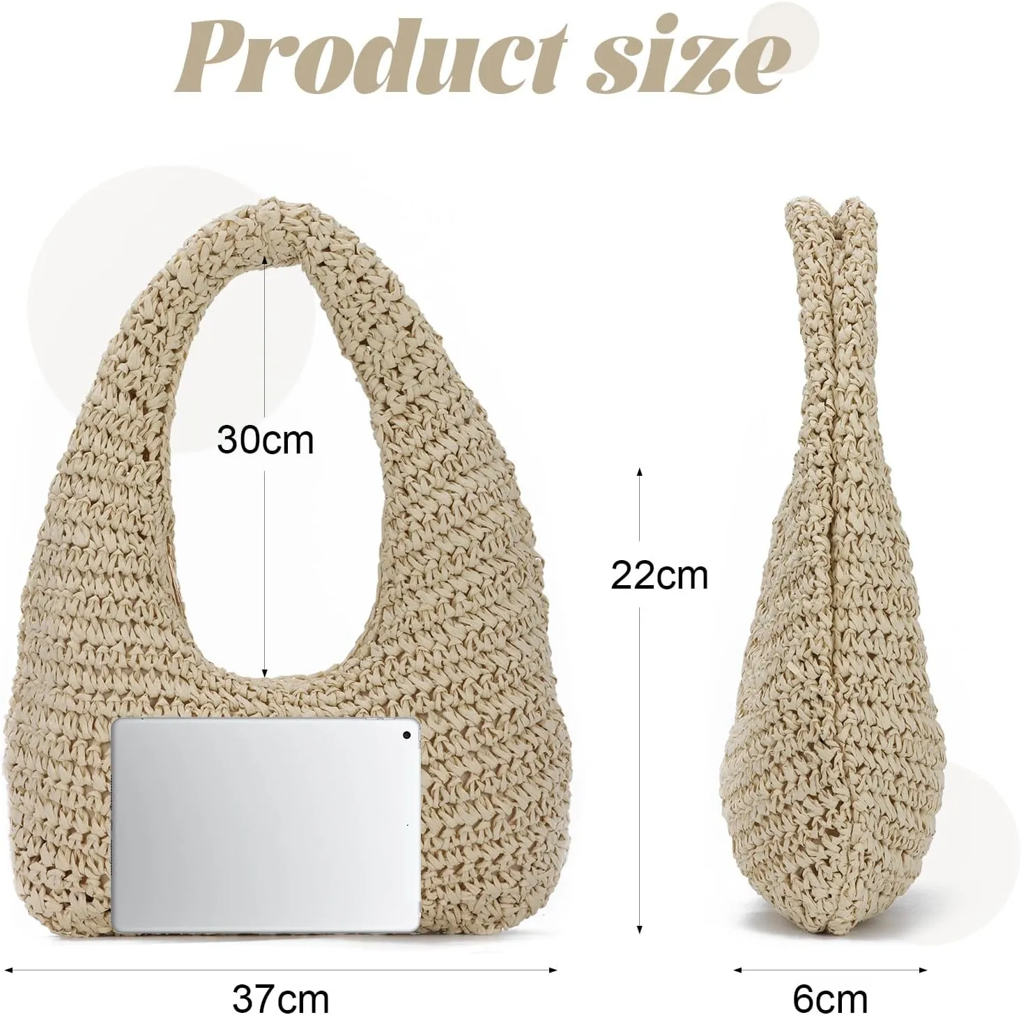 Lanpet Summer Beach Straw Hobo Bag for Women 2025 Casual Raffia Vacation Tote HandBag