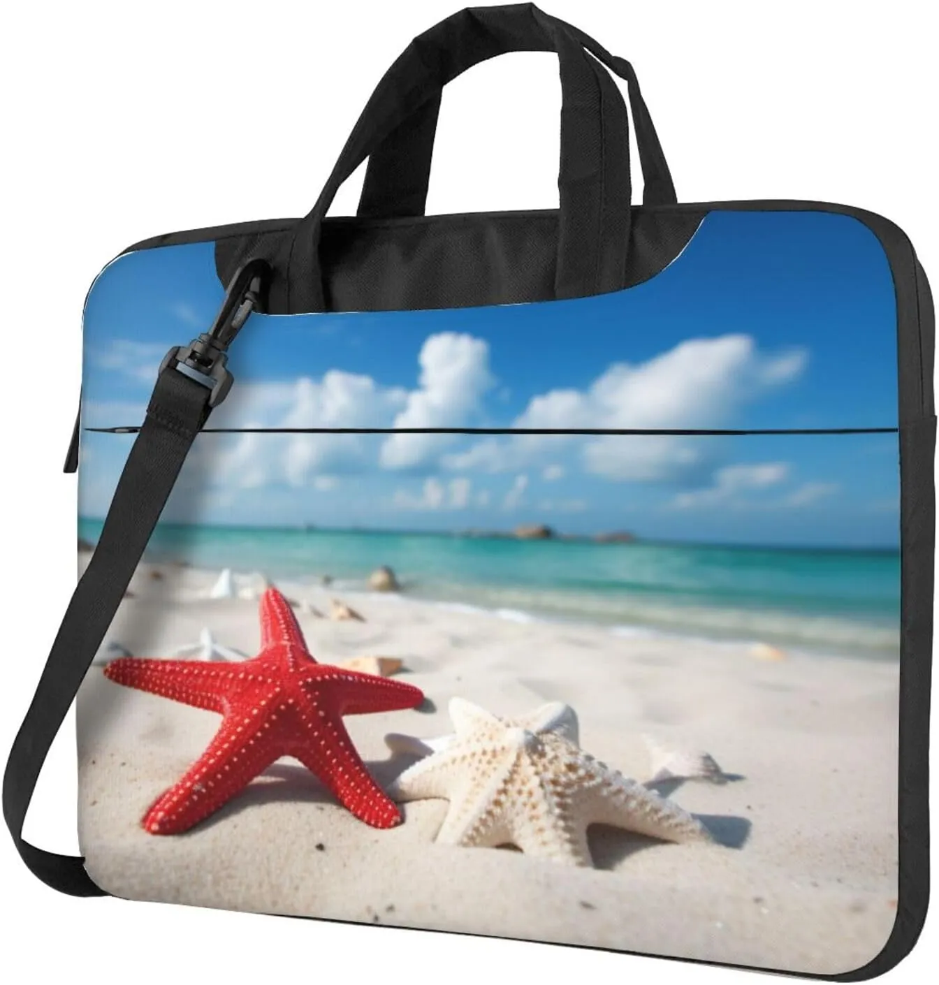 Laptop Bag Marine Rustic Wooden Sea Starfish Laptop Tote Bag Women Men Laptop Sleeve Case Lightweight Briefcase