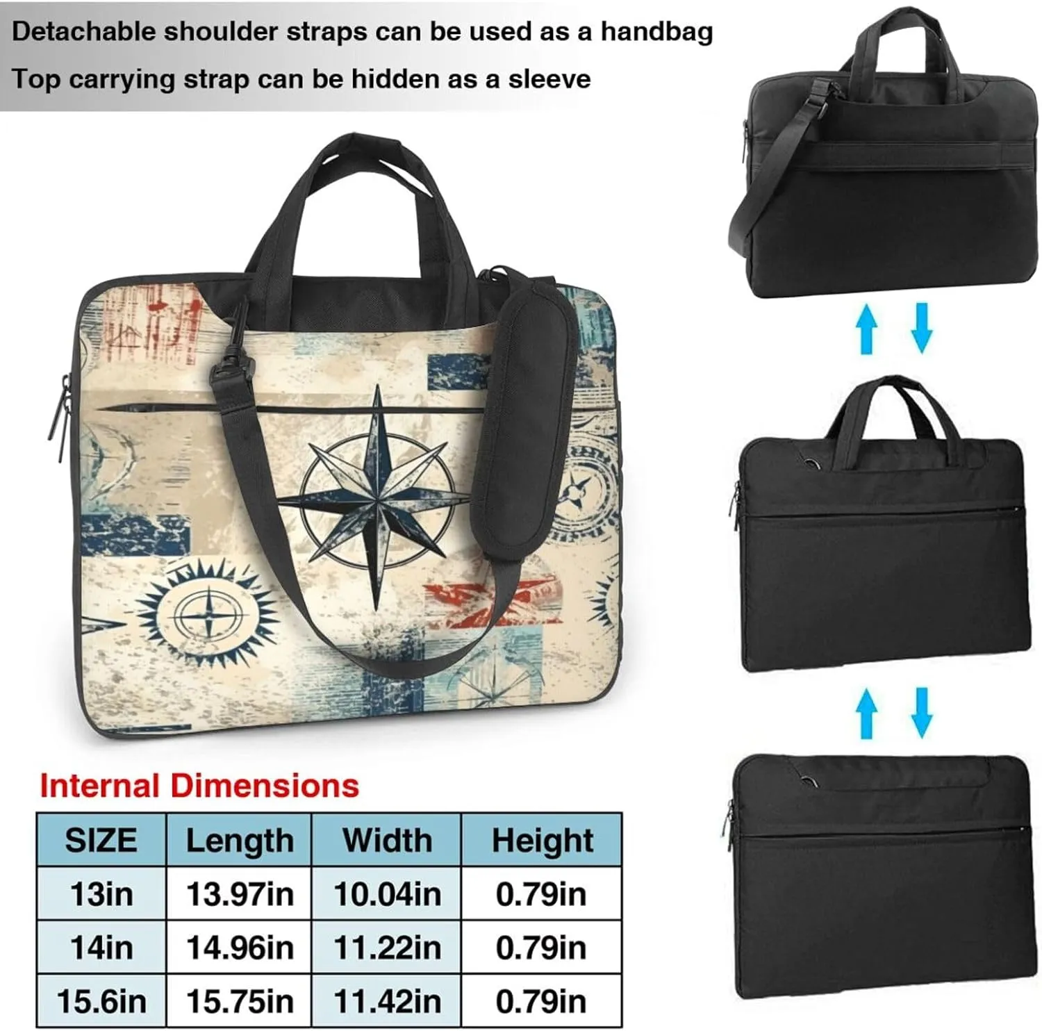 Laptop Bag Marine Rustic Wooden Sea Starfish Laptop Tote Bag Women Men Laptop Sleeve Case Lightweight Briefcase