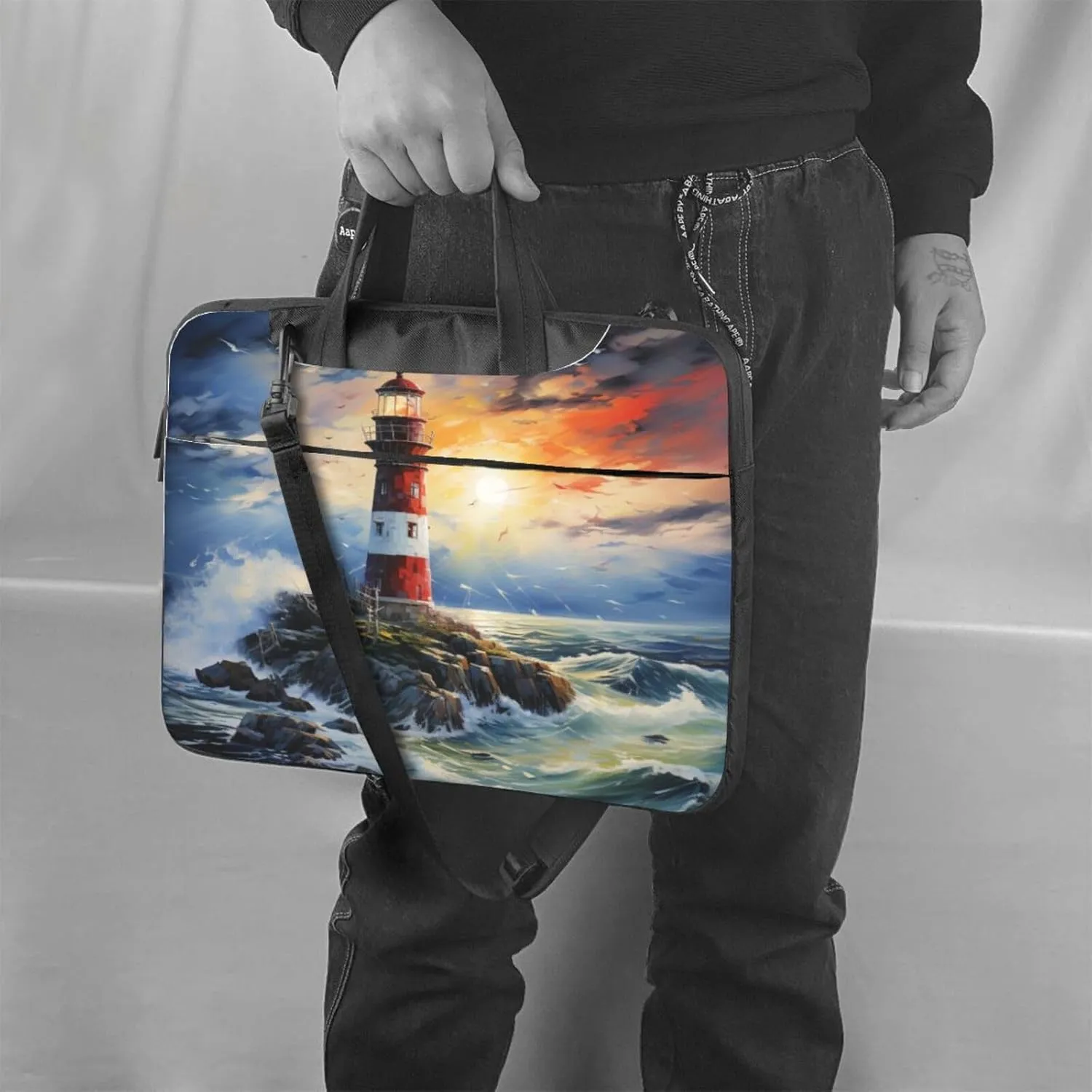 Laptop Bag Marine Rustic Wooden Sea Starfish Laptop Tote Bag Women Men Laptop Sleeve Case Lightweight Briefcase