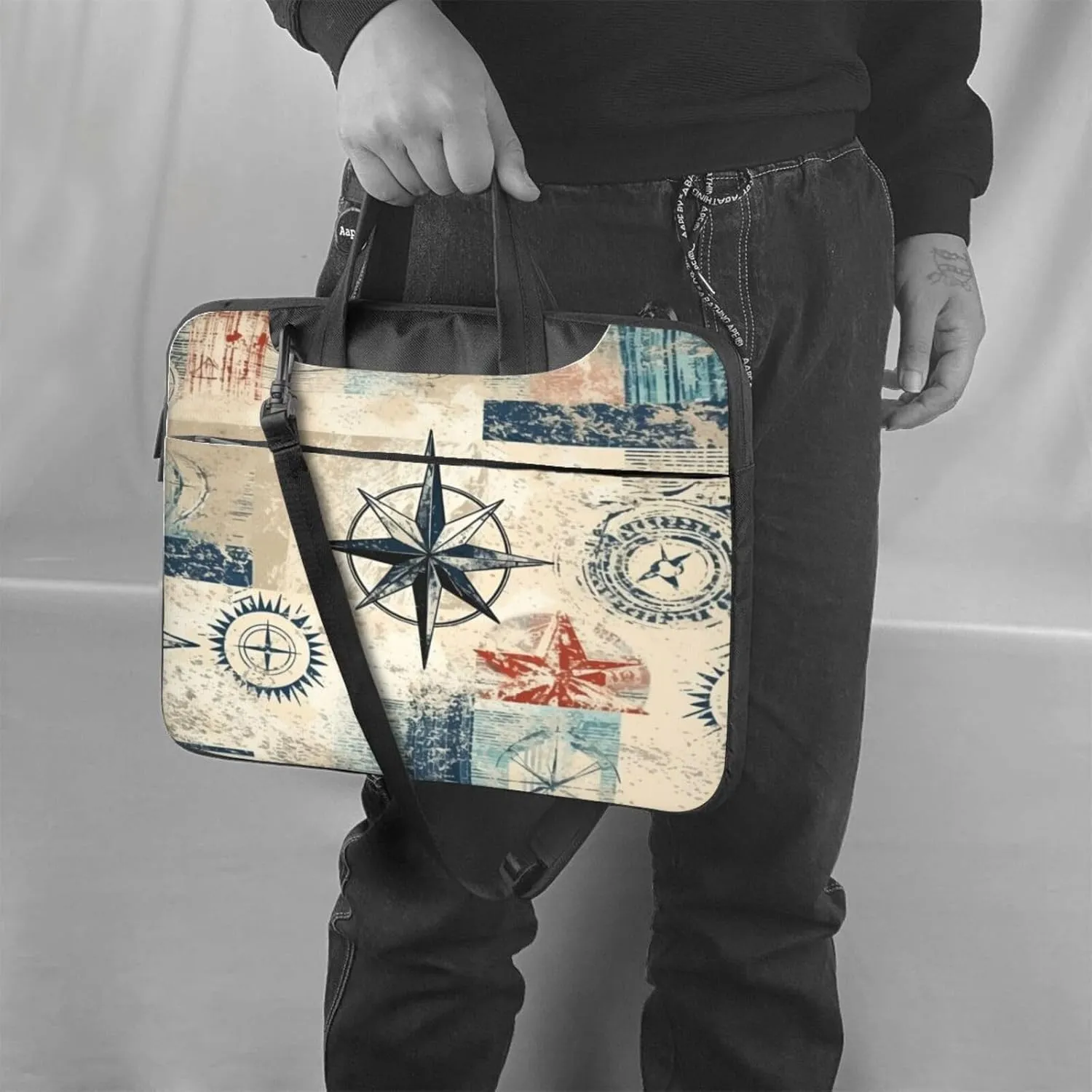 Laptop Bag Marine Rustic Wooden Sea Starfish Laptop Tote Bag Women Men Laptop Sleeve Case Lightweight Briefcase