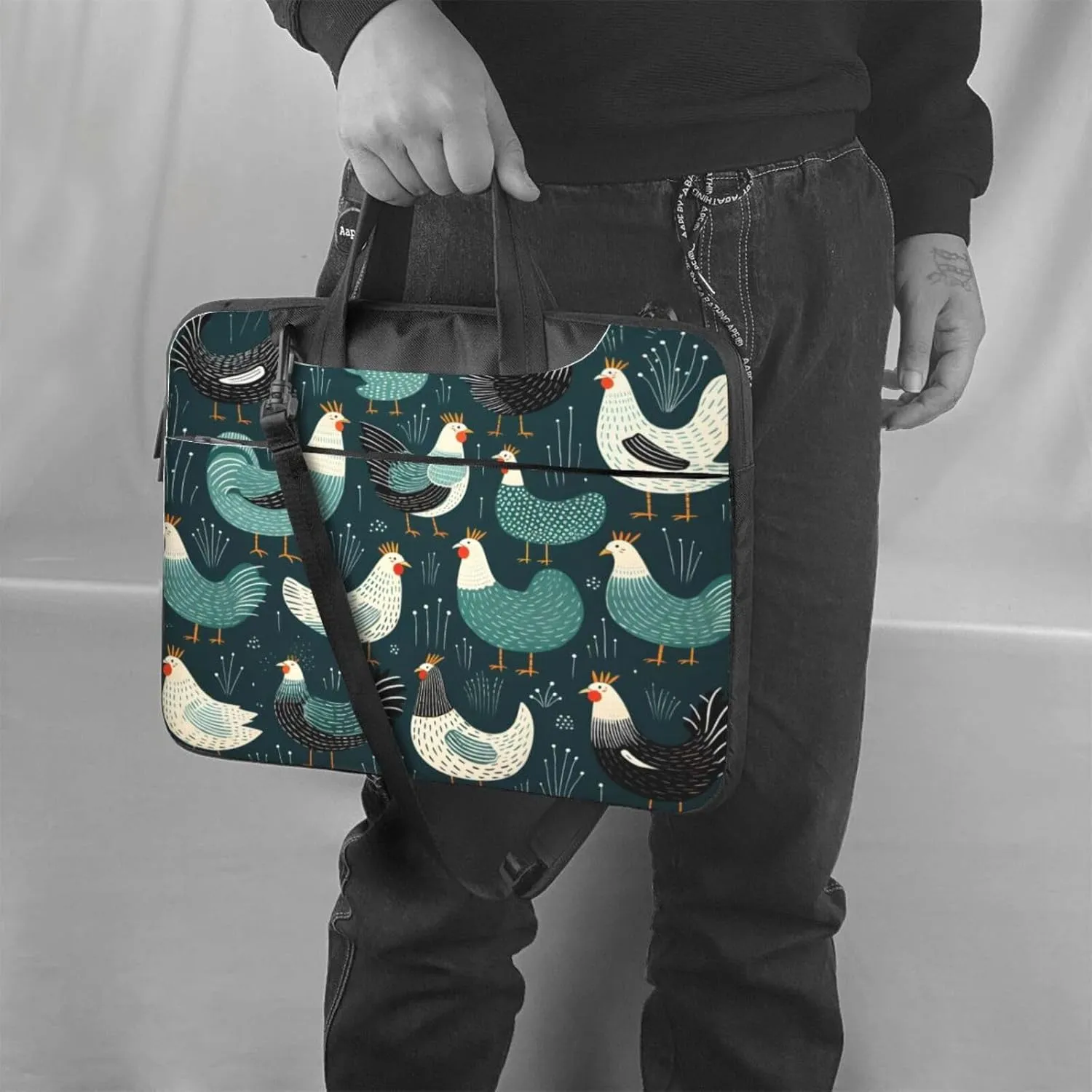 Laptop Bag Rustic Rooster Hen Painting Laptop Tote Bag Women Men Laptop Sleeve Case Lightweight Computer Bag