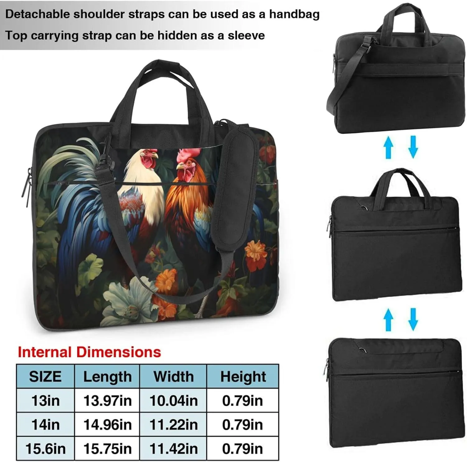 Laptop Bag Rustic Rooster Hen Painting Laptop Tote Bag Women Men Laptop Sleeve Case Lightweight Computer Bag
