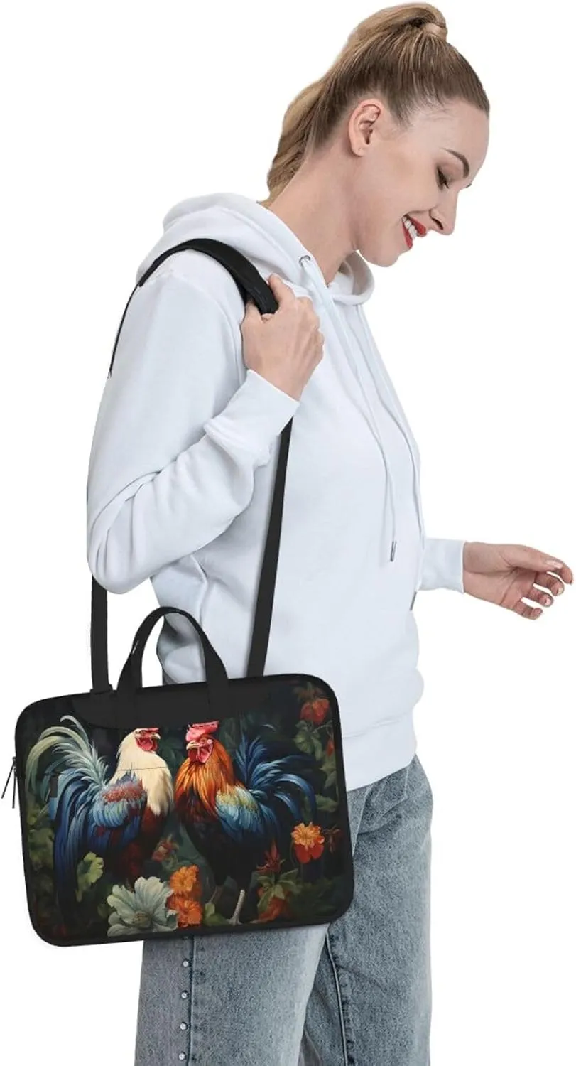 Laptop Bag Rustic Rooster Hen Painting Laptop Tote Bag Women Men Laptop Sleeve Case Lightweight Computer Bag
