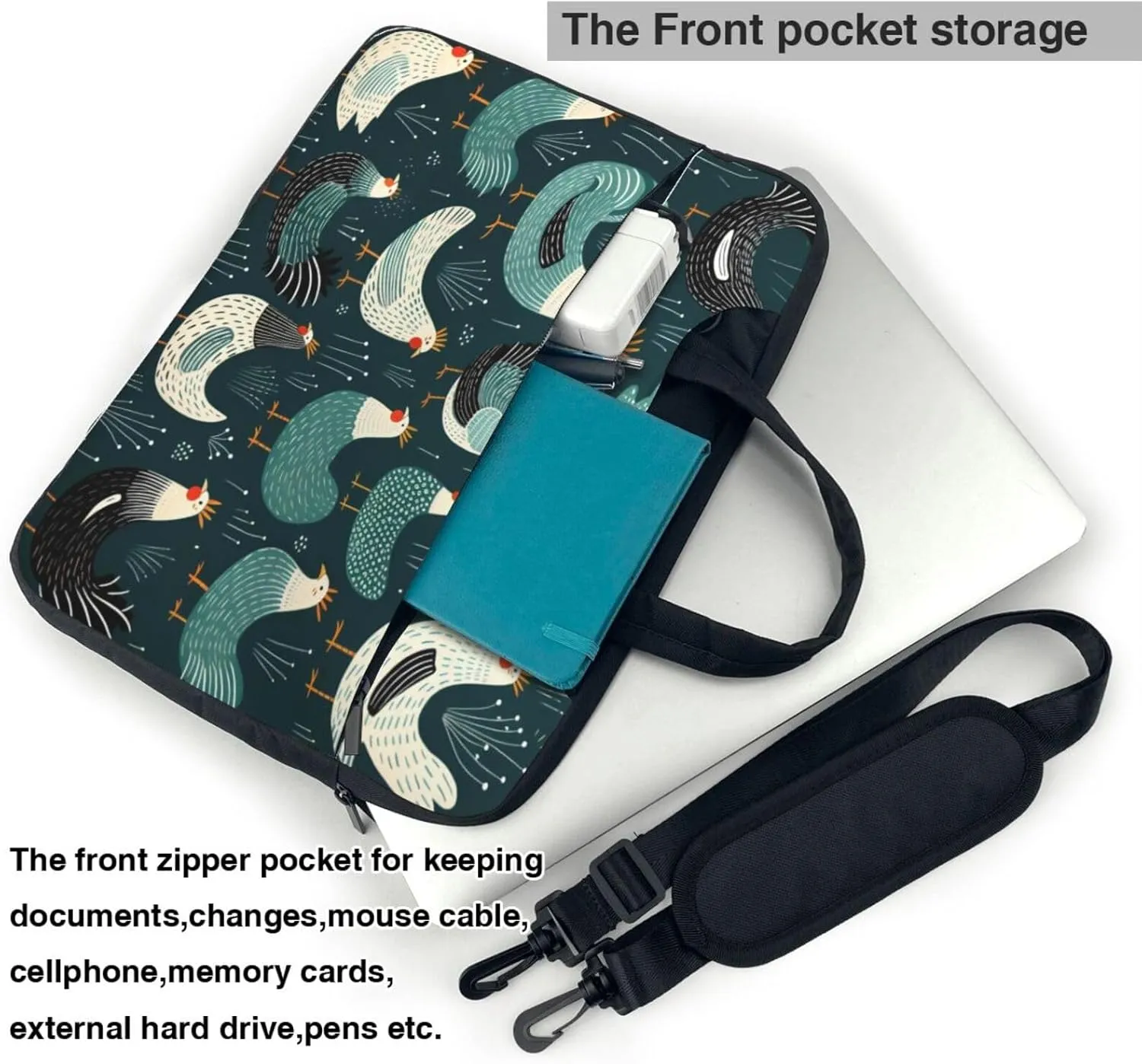 Laptop Bag Rustic Rooster Hen Painting Laptop Tote Bag Women Men Laptop Sleeve Case Lightweight Computer Bag