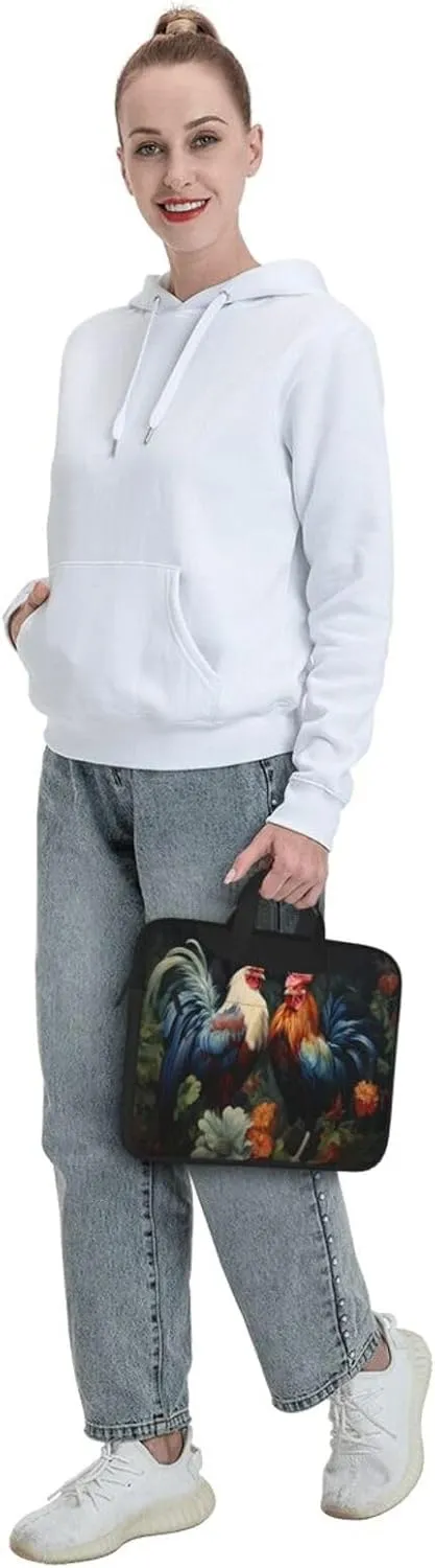 Laptop Bag Rustic Rooster Hen Painting Laptop Tote Bag Women Men Laptop Sleeve Case Lightweight Computer Bag