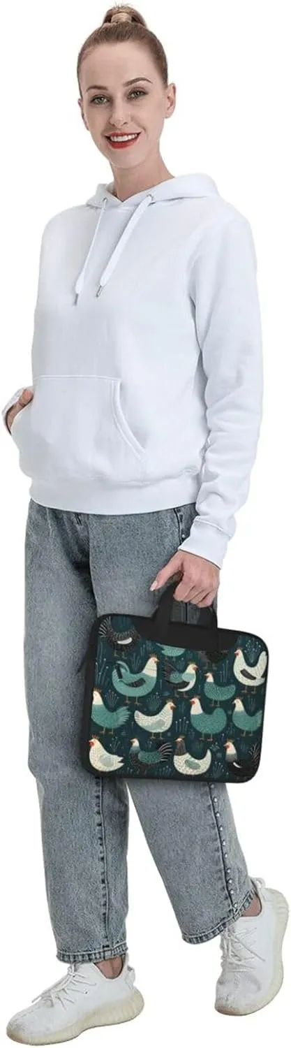 Laptop Bag Rustic Rooster Hen Painting Laptop Tote Bag Women Men Laptop Sleeve Case Lightweight Computer Bag