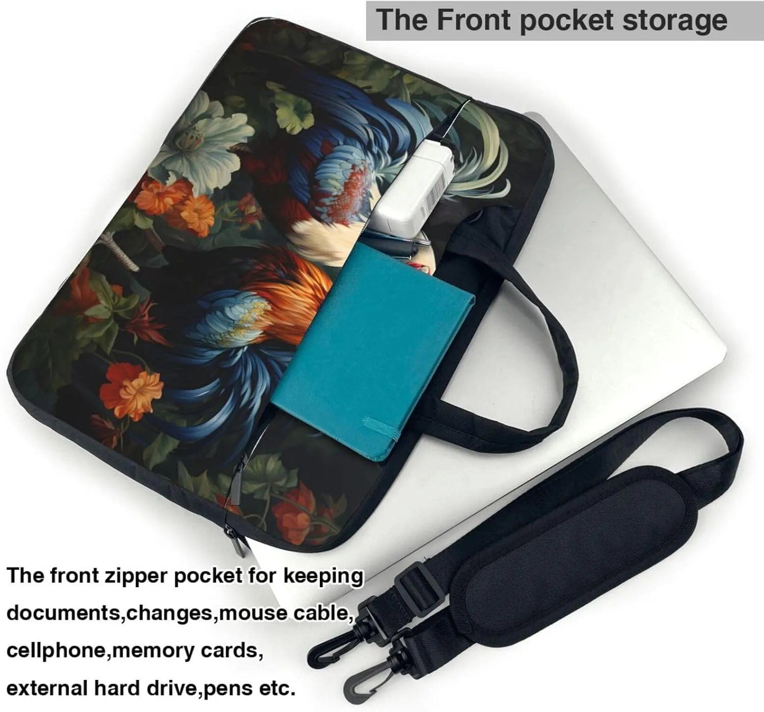 Laptop Bag Rustic Rooster Hen Painting Laptop Tote Bag Women Men Laptop Sleeve Case Lightweight Computer Bag