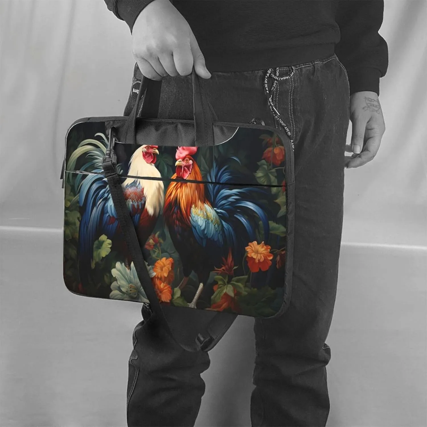 Laptop Bag Rustic Rooster Hen Painting Laptop Tote Bag Women Men Laptop Sleeve Case Lightweight Computer Bag