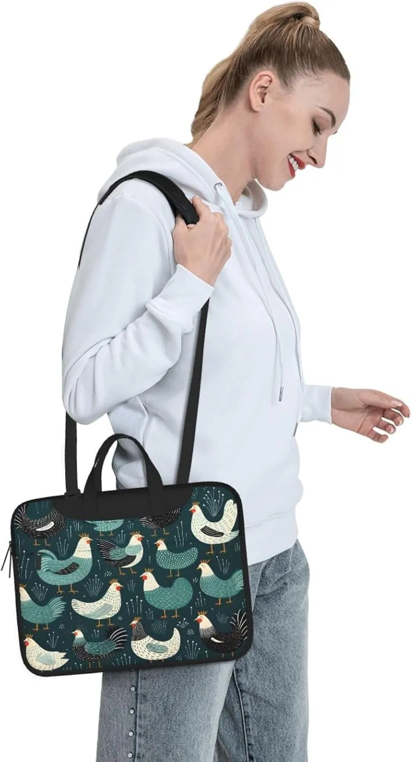 Laptop Bag Rustic Rooster Hen Painting Laptop Tote Bag Women Men Laptop Sleeve Case Lightweight Computer Bag