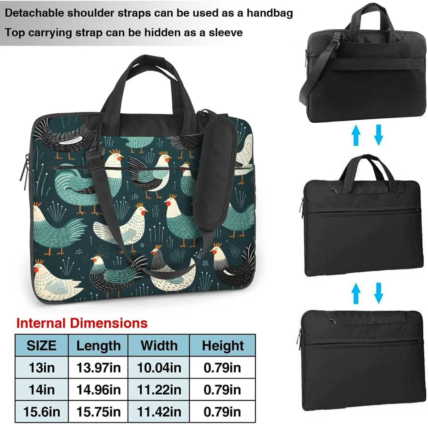 Laptop Bag Rustic Rooster Hen Painting Laptop Tote Bag Women Men Laptop Sleeve Case Lightweight Computer Bag