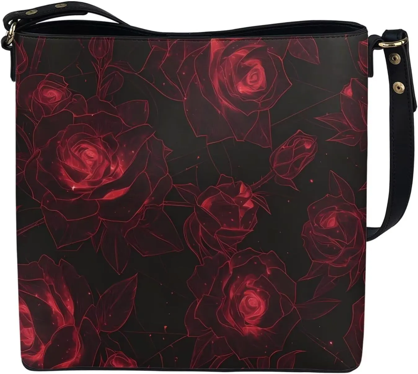 Leather Bucket Tote Bag Purse for Work, Rustic Style Floral Women PU Leather Purse Cross Body Handbag Top Handle
