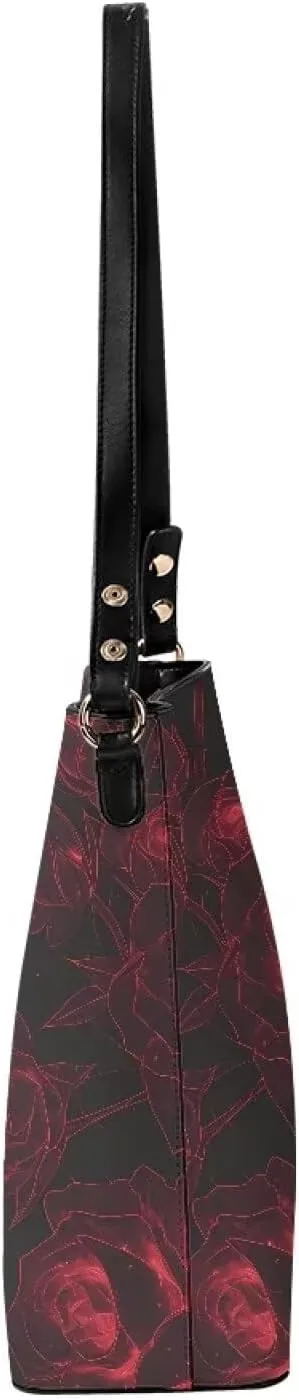 Leather Bucket Tote Bag Purse for Work, Rustic Style Floral Women PU Leather Purse Cross Body Handbag Top Handle