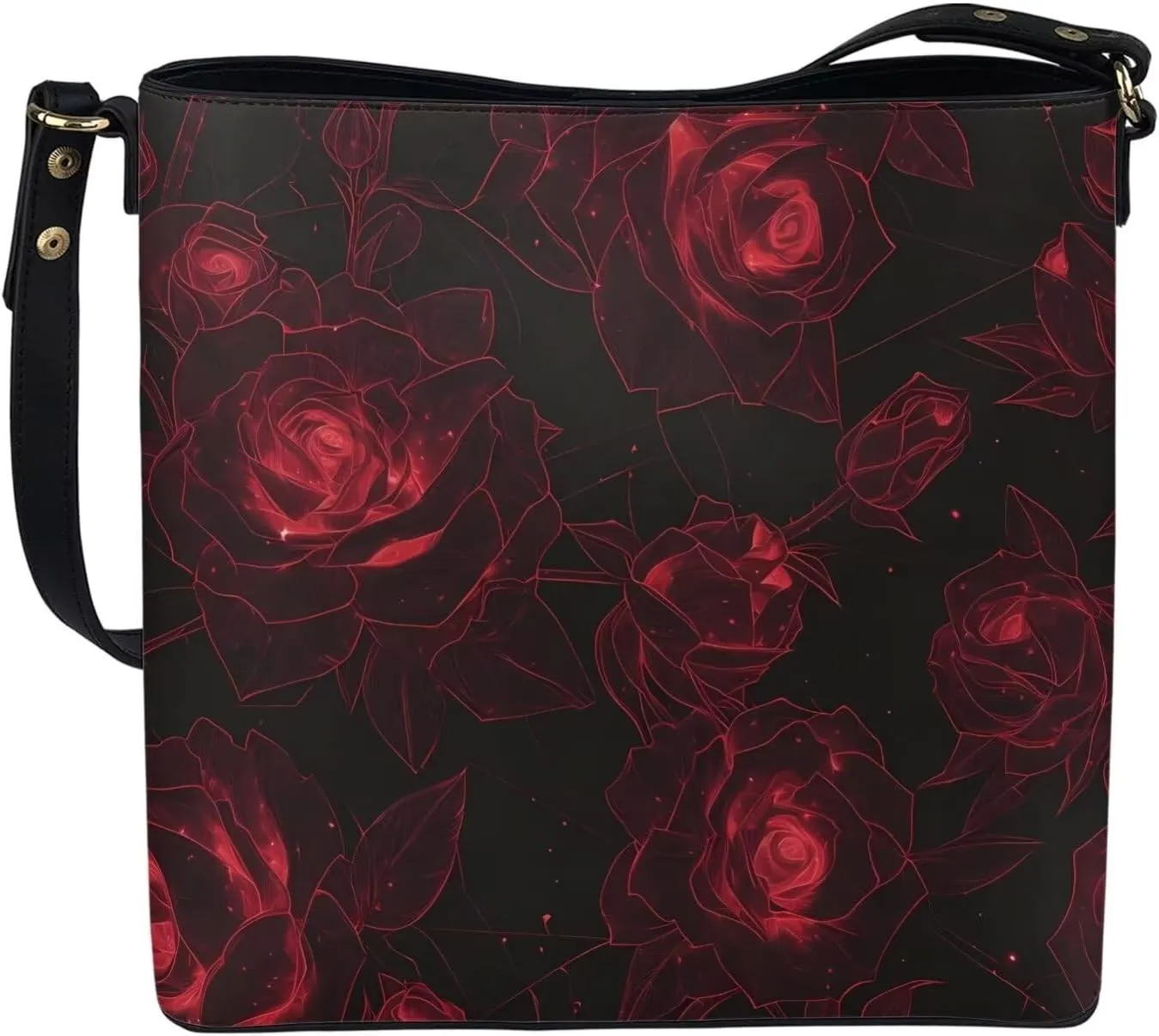 Leather Bucket Tote Bag Purse for Work, Rustic Style Floral Women PU Leather Purse Cross Body Handbag Top Handle