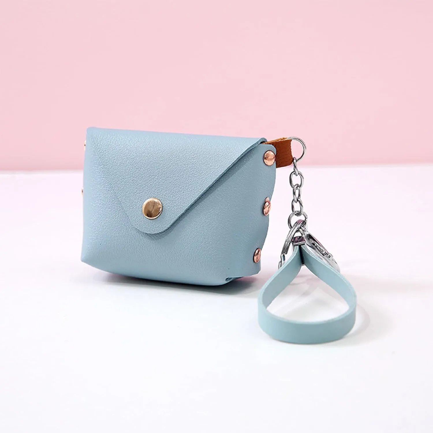 Leather Change Purse for Women Pouches Convenient Keychain Wristlet Card Holder Small Coin Bag PU Wallet