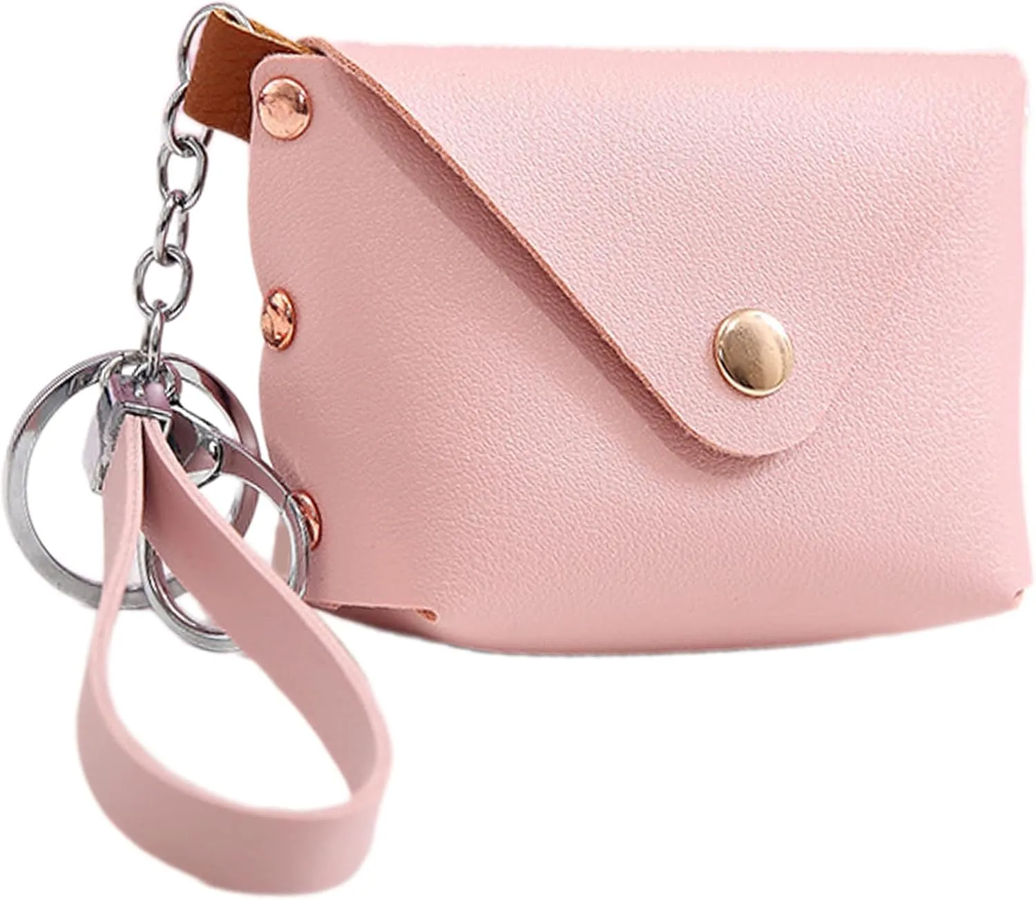 Leather Change Purse for Women Pouches Convenient Keychain Wristlet Card Holder Small Coin Bag PU Wallet