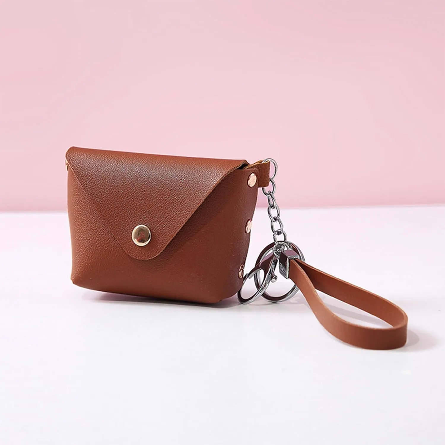 Leather Change Purse for Women Pouches Convenient Keychain Wristlet Card Holder Small Coin Bag PU Wallet