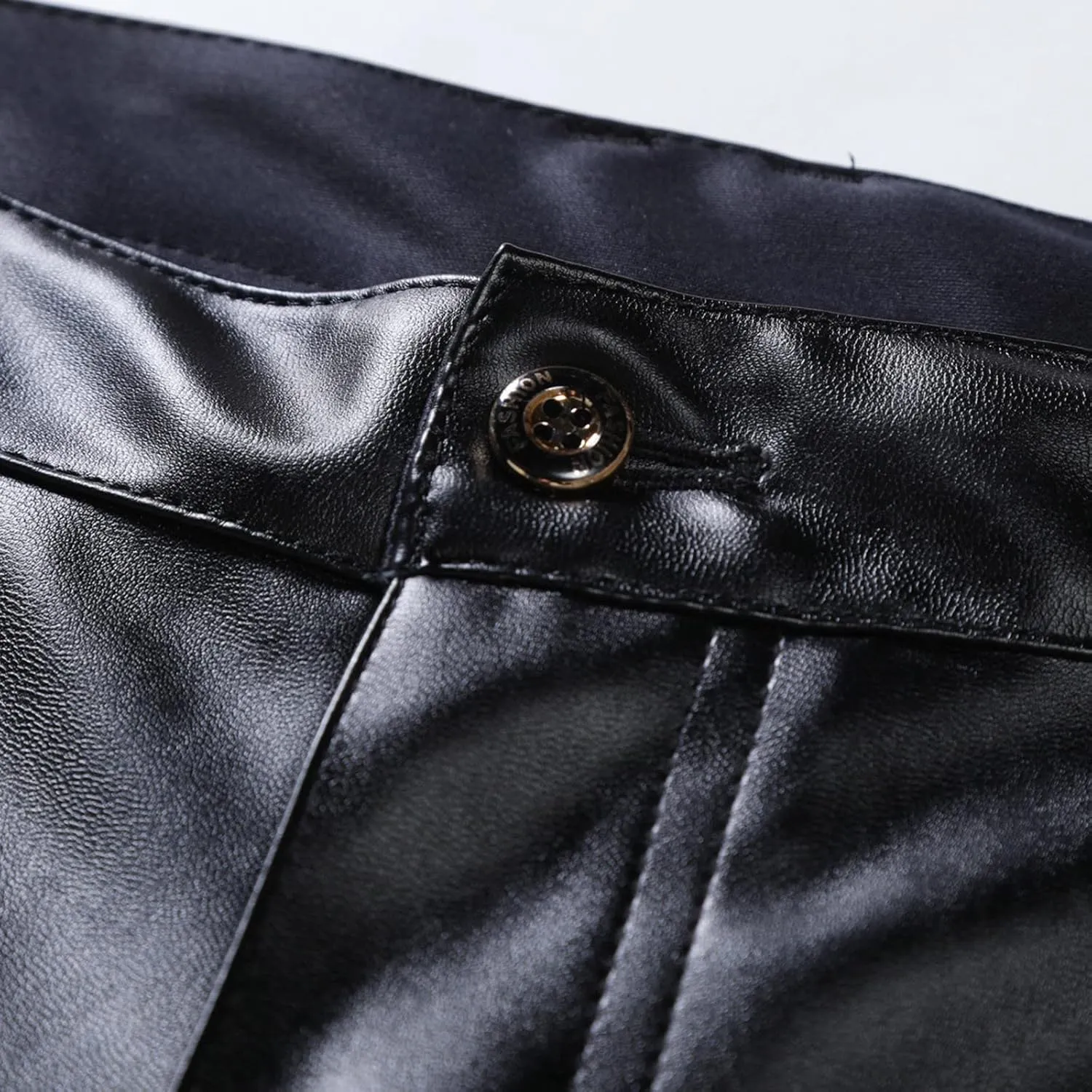 Leather Pants for Men Slim Fit Skinny Stretch Faux Leather Motorcycle Biker Pants Fashion Punk Retro Goth Hip Hop Trousers