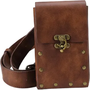 Leather Small Waist Bag for Travel Hiking Bike Riding Adjustable Strap