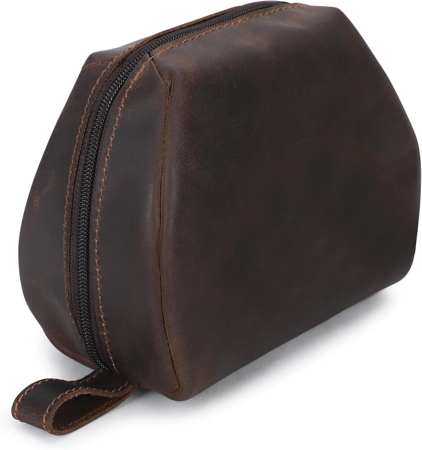 Leather Travel Makeup Bag  Large Cosmetic Case with Brush Holders, Clear Toiletry Organizer for Women, Professional Makeup Pouch (Brown) (Small Toiletry Kit)