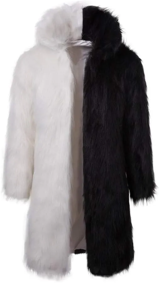 Lisa Colly Men's Faux Fur Coat Jacket Winter Fluffy Coat Outwear Long Parka Overcoat