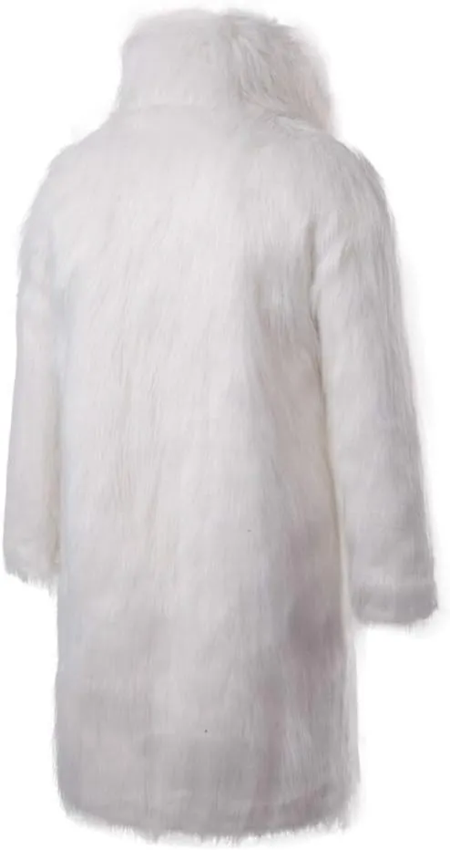 Lisa Colly Men's Faux Fur Coat Jacket Winter Fluffy Coat Outwear Long Parka Overcoat