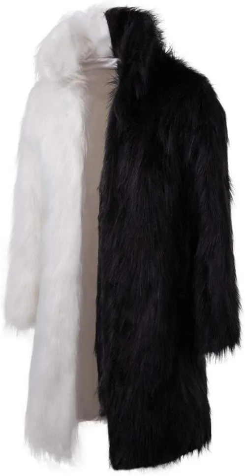 Lisa Colly Men's Faux Fur Coat Jacket Winter Fluffy Coat Outwear Long Parka Overcoat