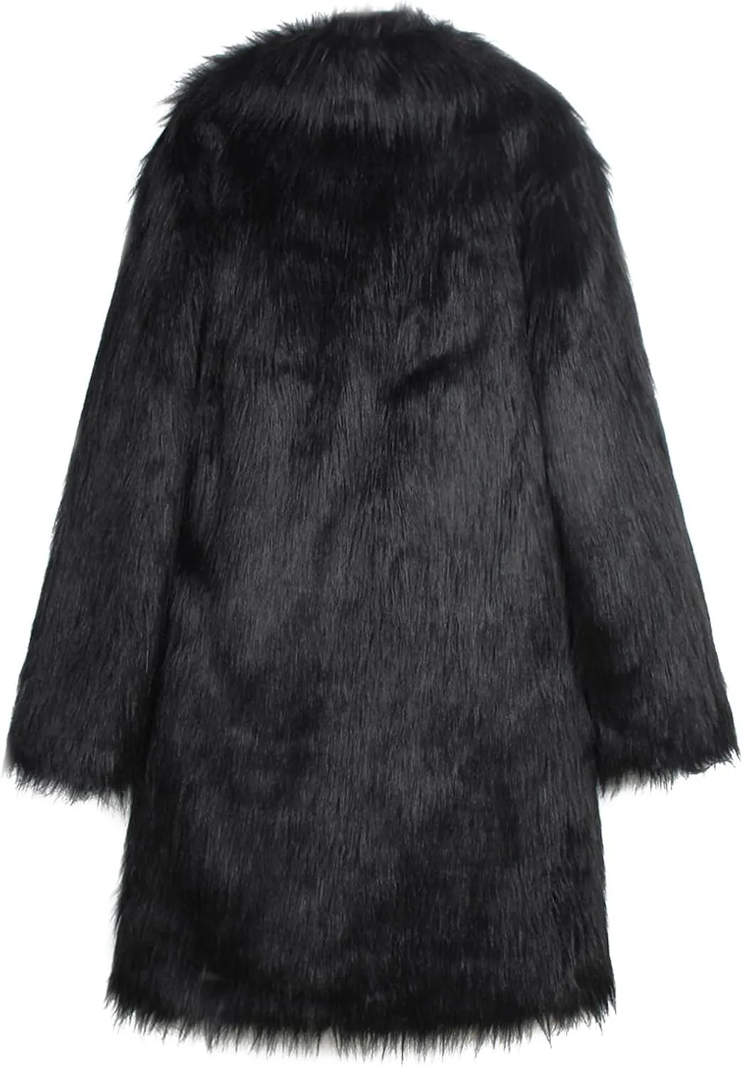 Lisa Colly Men's Fluffy Faux Fur Coat Winter Long Jacket Overcoat Parka Outwear