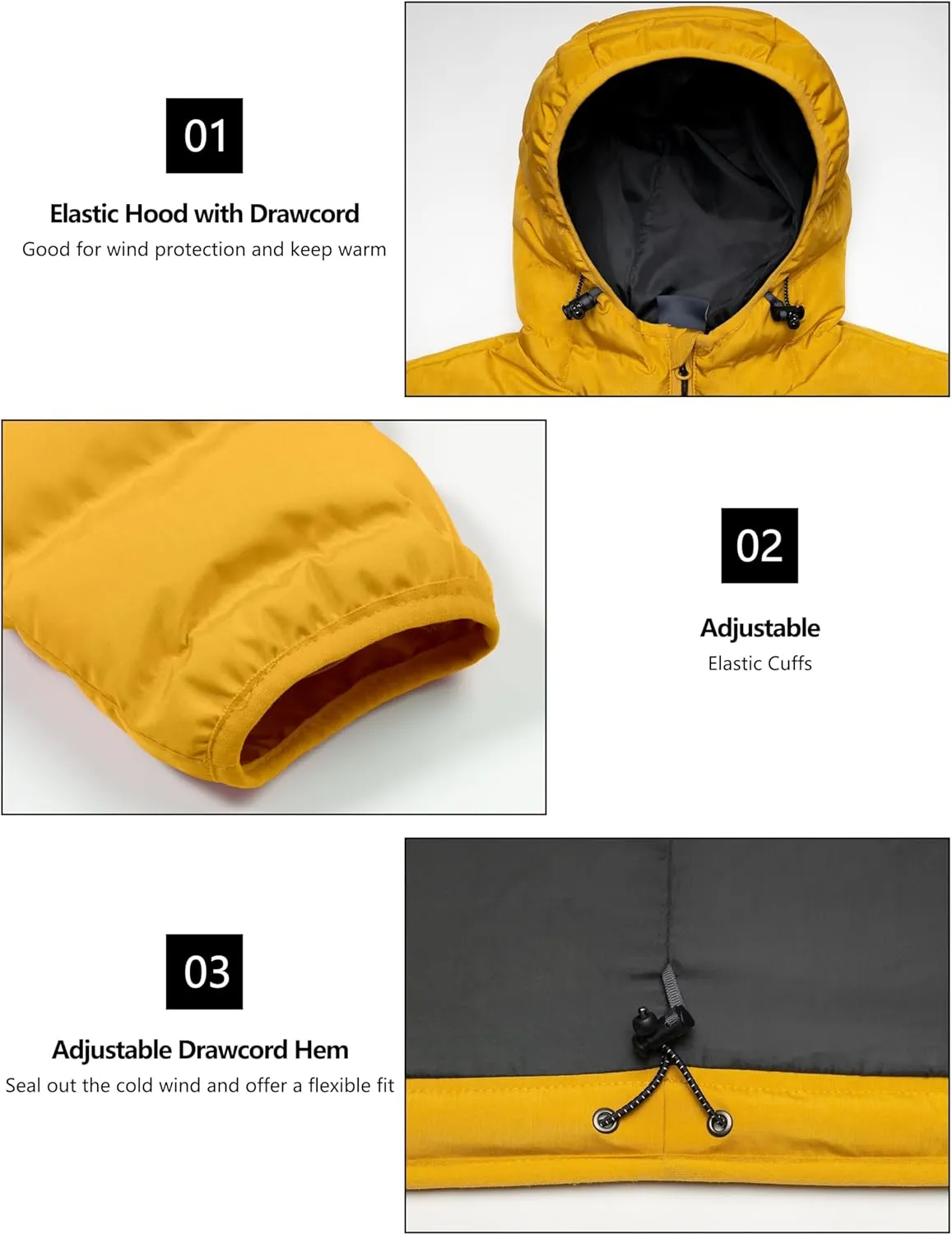 Little Donkey Andy Men's Warm Waterproof Puffer Jacket Hooded Windproof Winter Coat with Recycled Insulation