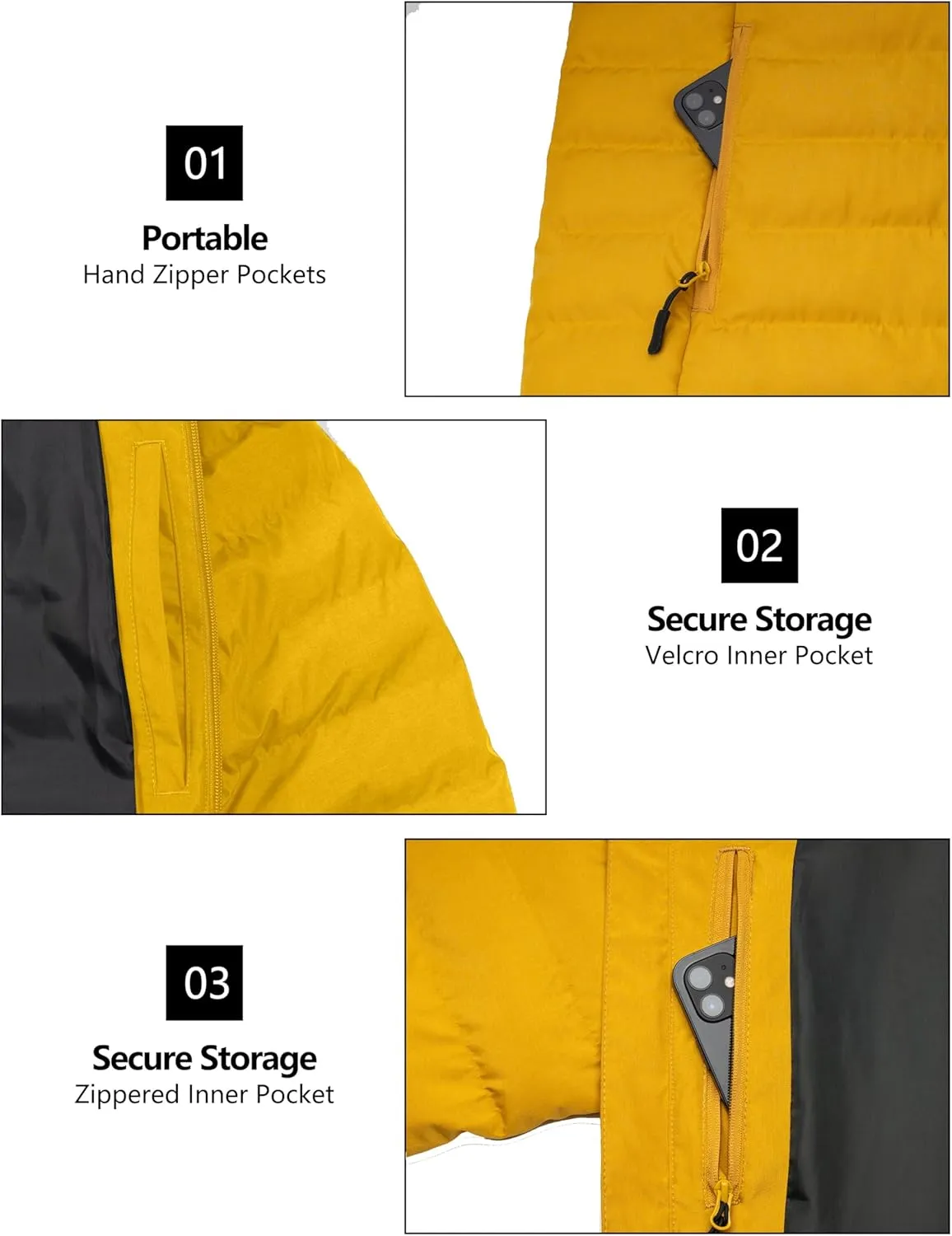 Little Donkey Andy Men's Warm Waterproof Puffer Jacket Hooded Windproof Winter Coat with Recycled Insulation