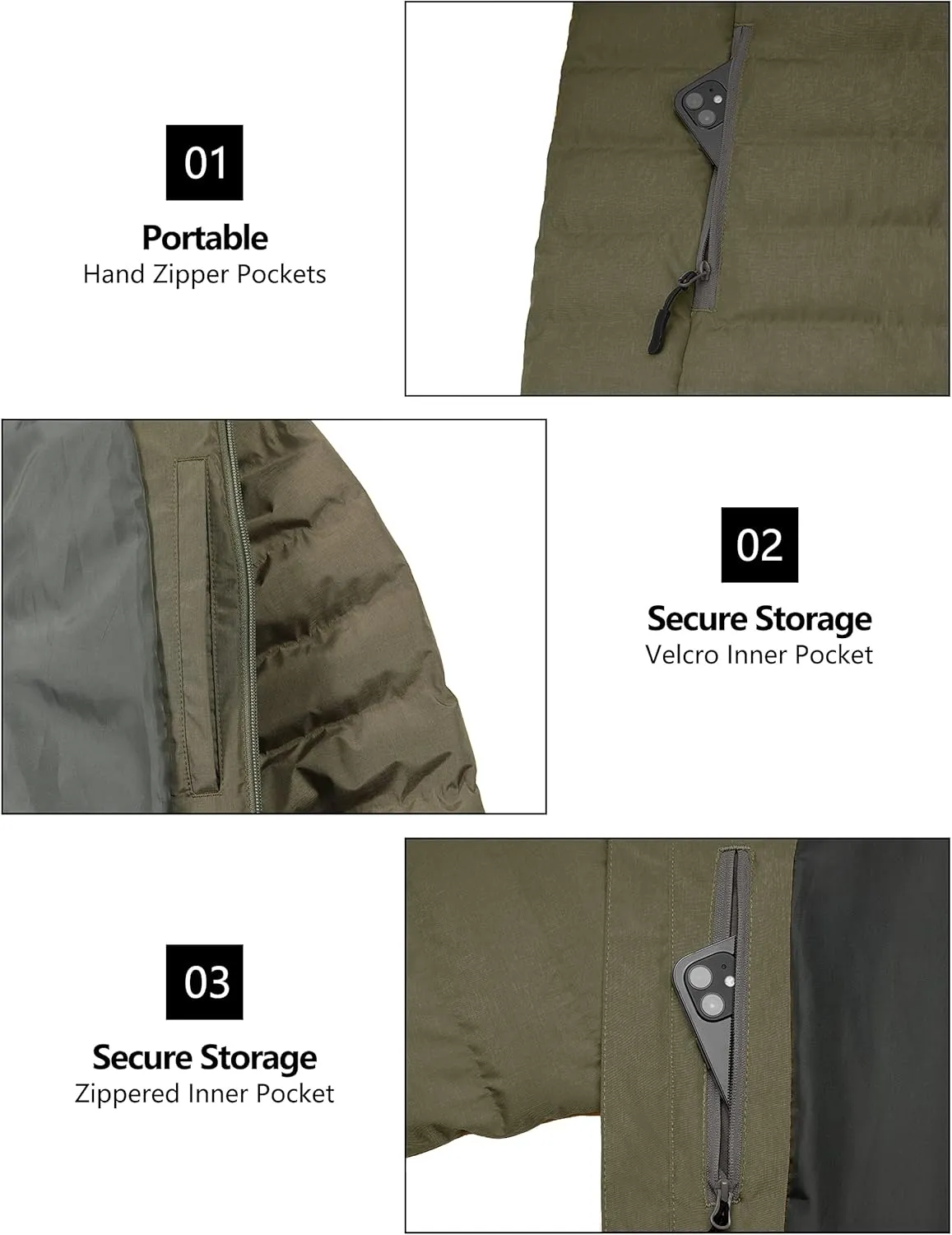Little Donkey Andy Men's Warm Waterproof Puffer Jacket Hooded Windproof Winter Coat with Recycled Insulation